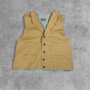 Vintage Frontier Classics Vest Western Cowboy Canvas Tan Button 4 Pocket Mens XL